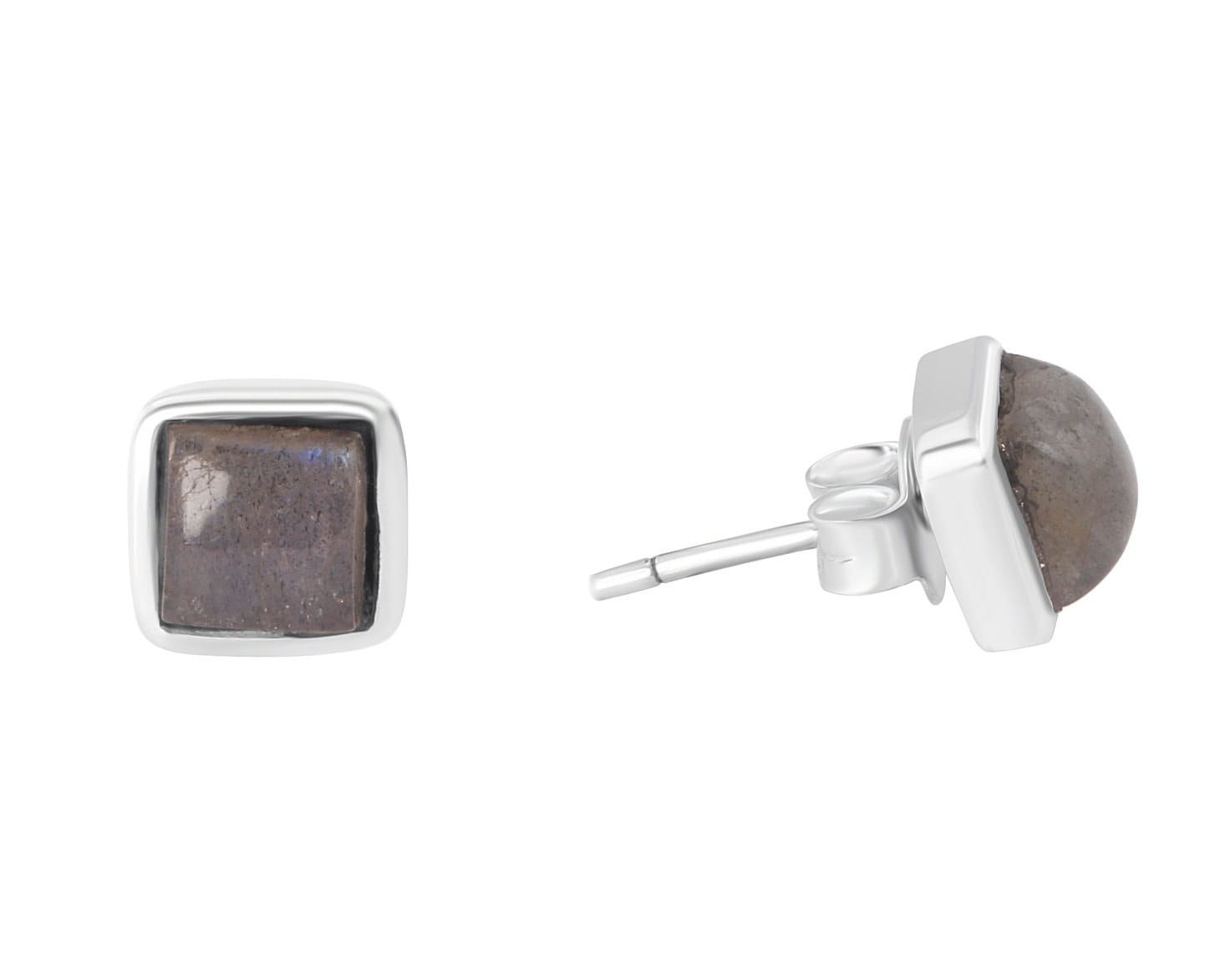 Genuine LABRADORITE Gems Solid 925 SILVER Square Unisex Stud Earrings, Square Labradorite stone Solid 925 Silver Earrings, Australia, Zorbajewellers