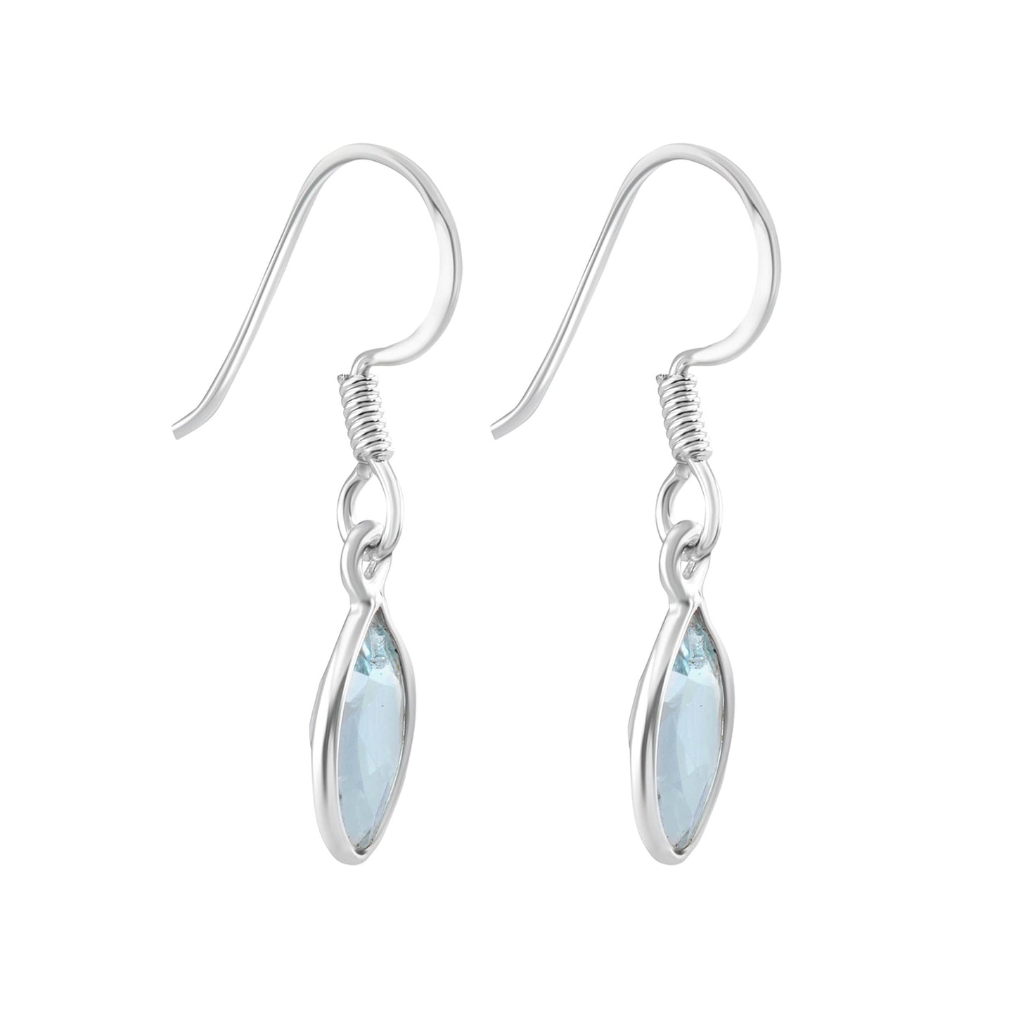 Genuine Blue TOPAZ Marquise Cut Gems 925 Sterling SILVER Minimalist Drop Earrings, Sagittarius Zodiac December Birthstone Earring, Australia, Zorbajewellers