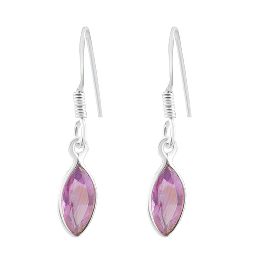 Marquise shaped AMETHYST Gems SOLID 925 SILVER Minimalist earrings, leaf-shaped purple earrings, Aquarius Zodiac birthstone gift, Australia, Zorbajewellers