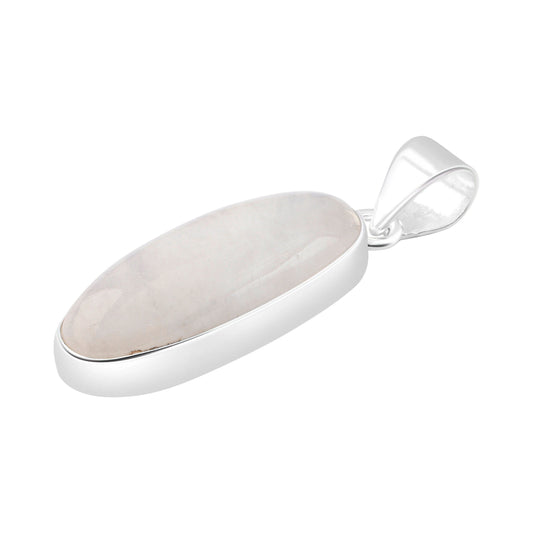 Medium moonstone (white) gemstone long oval cut Solid Sterling Silver Minimalist necklace pendant, Cancer Zodiac July Birthstone, Australia, Zorbajewellers