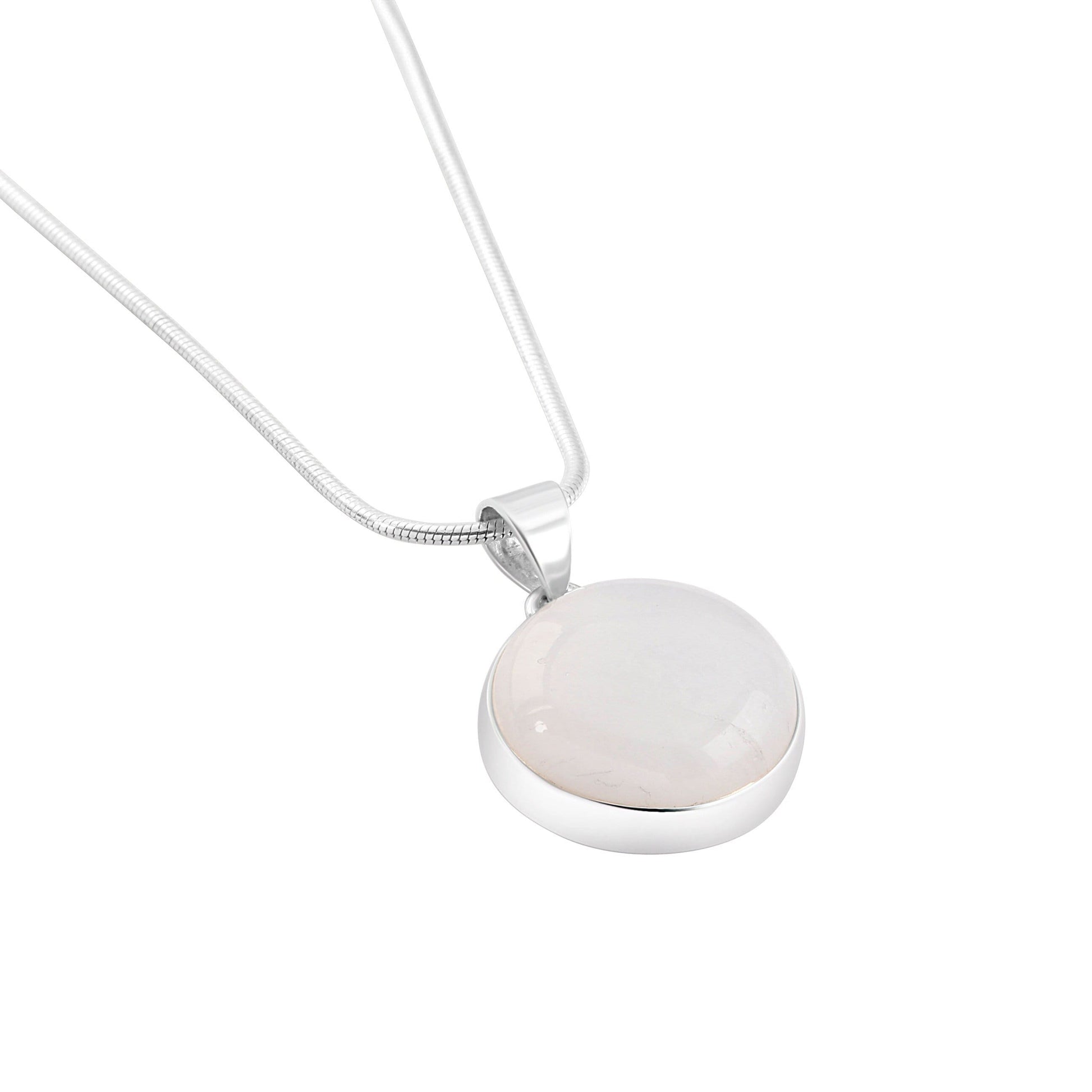 Moonstone (white) gemstone big round cut Solid Sterling Silver Minimalist necklace pendant, Cancer Zodiac July Birthstone, Australia, Zorbajewellers