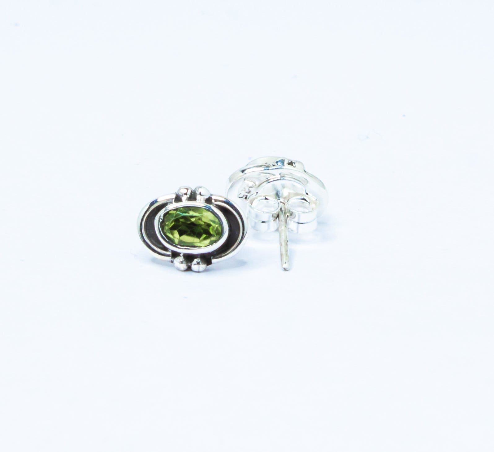 Genuine PERIDOT Gemstones Solid 925 OXIDIZED SILVER Bohemian Oval Stud Earrings, Green Peridot Stud Earrings, Australia, Zorbajewellers