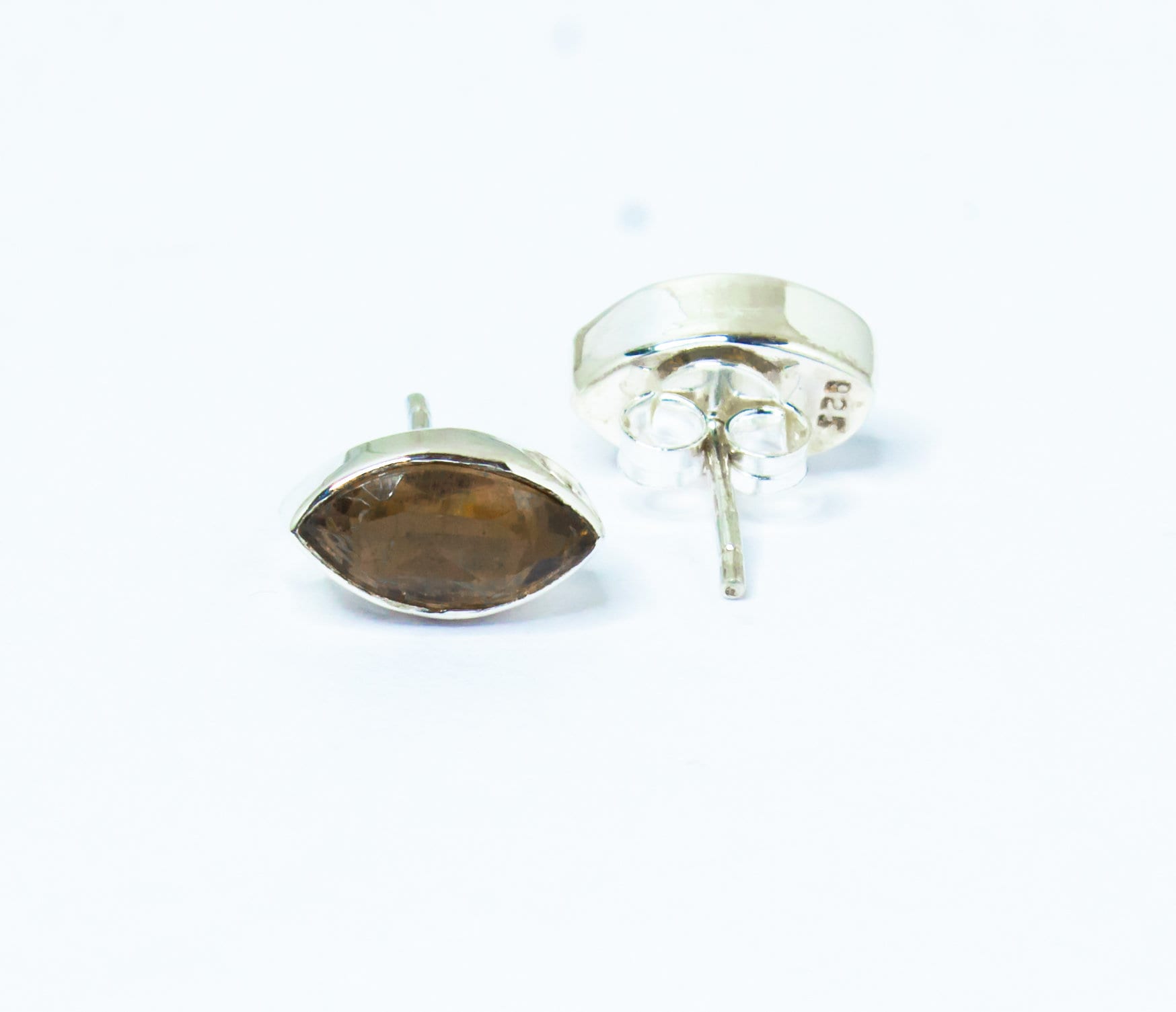 Leaf Shaped Natural Brown Smoky QUARTZ GEMS 925 SILVER Stud Earrings, Minimalist Design, Brown Gems Stud Earrings, Australia, Zorbajewellers