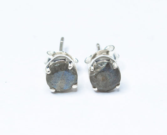 Round LABRADORITE Gems SILVER Round Prong Set Stud Earrings, Minimalist Labradorite Gems Solid 925 Sterling Silver Stud Earrings, Australia, Zorbajewellers