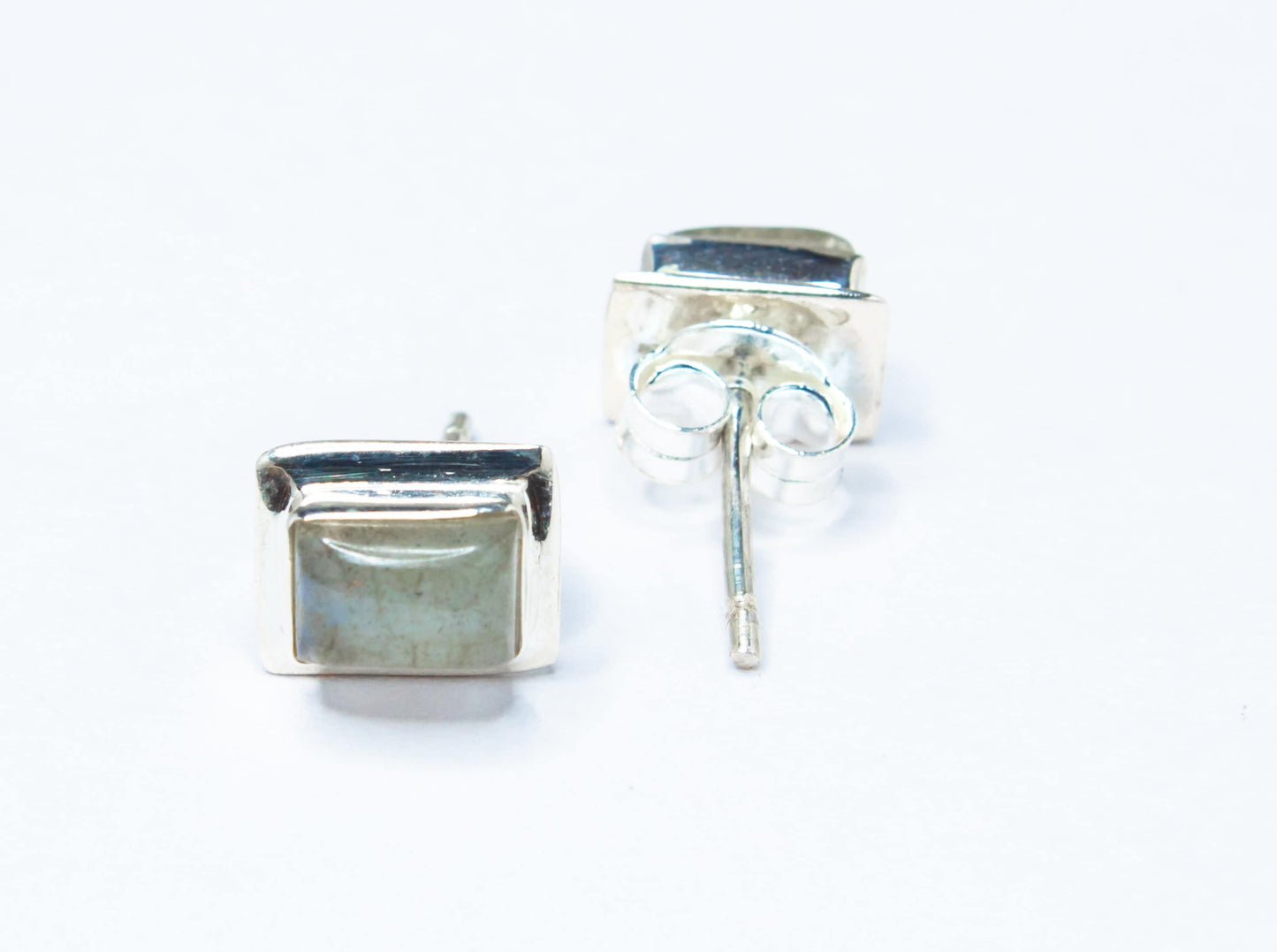 Rectangular LABRADORITE Gemstones Minimalistic Stud Earrings, Simple LABRADORITE Gemstones Solid Stud Earrings, Australia, Zorbajewellers
