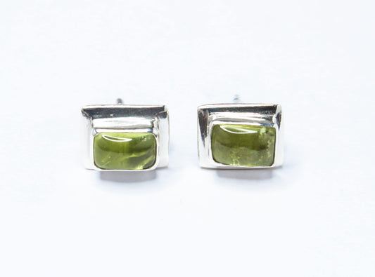 Genuine PERIDOT Gems Solid 925 Sterling SILVER Minimalist Rectangle Stud Earrings, Olive Green Beautifully Cut Peridot Earrings, Australia, Zorbajewellers