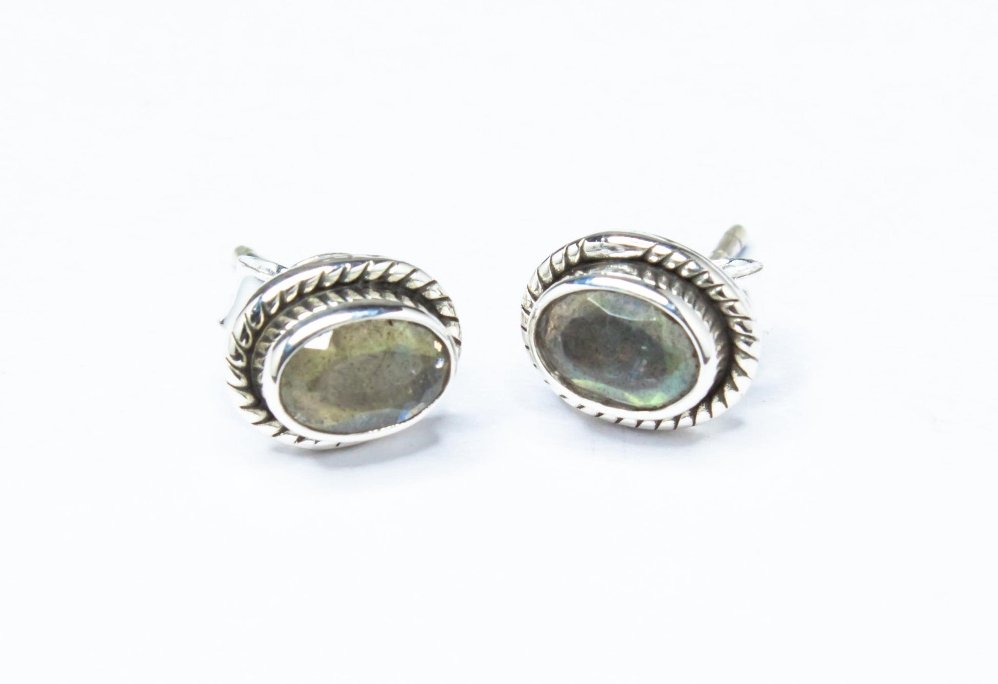 Oval Shaped LABRADORITE Gemstones Bohemian Stud Earrings, Simple LABRADORITE Gemstones Solid Stud Earrings, Australia, Zorbajewellers