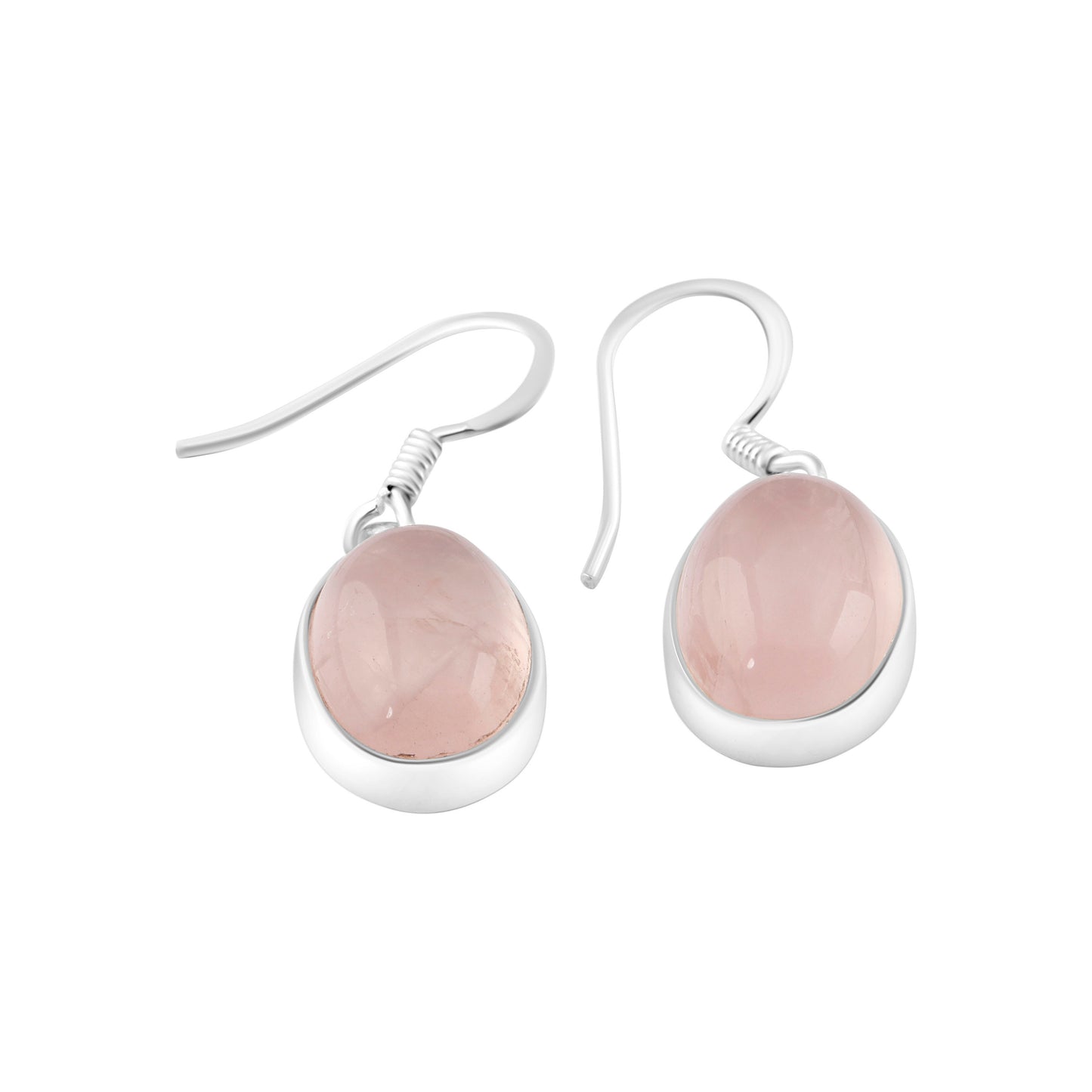 Oval Shaped Minimalist Rose Quartz 925 Silver Earrings, Simple Pink Earrings, Taurus Zodiac January Birthstone Gift, Australia, Zorbajewellers