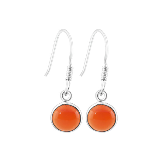 Genuine CARNELIAN Gems 925  SILVER Minimalistic Style Earrings, Carnelian Round Earrings, August Birthstone Virgo Zodiac Gift, Australia, Zorbajewellers