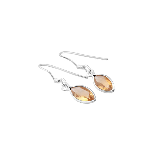 Genuine Citrine Solid 925 Sterling SILVER Leaf Shaped Earrings, Yellow/Gold Gems 925 Silver Earrings, November birthstone, gift, Australia, Zorbajewellers