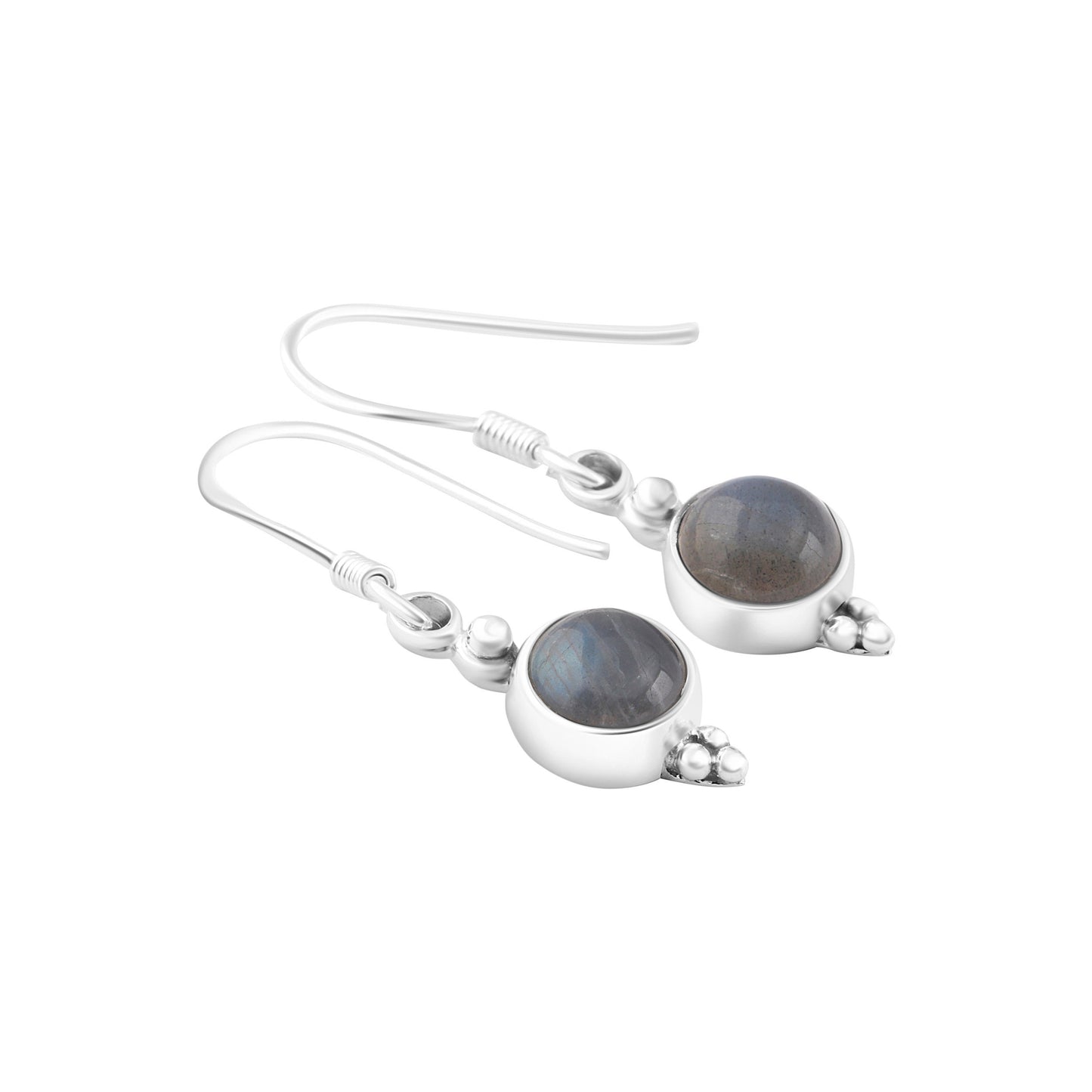 Genuine Round LABRADORITE Gems 925 SILVER Earrings, Round Gray Labradorite Gems Silver Earrings, Gray Green Gems Earrings, Australia, Zorbajewellers
