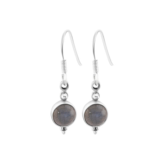Genuine Round LABRADORITE Gems 925 SILVER Earrings, Round Gray Labradorite Gems Silver Earrings, Gray Green Gems Earrings, Australia, Zorbajewellers