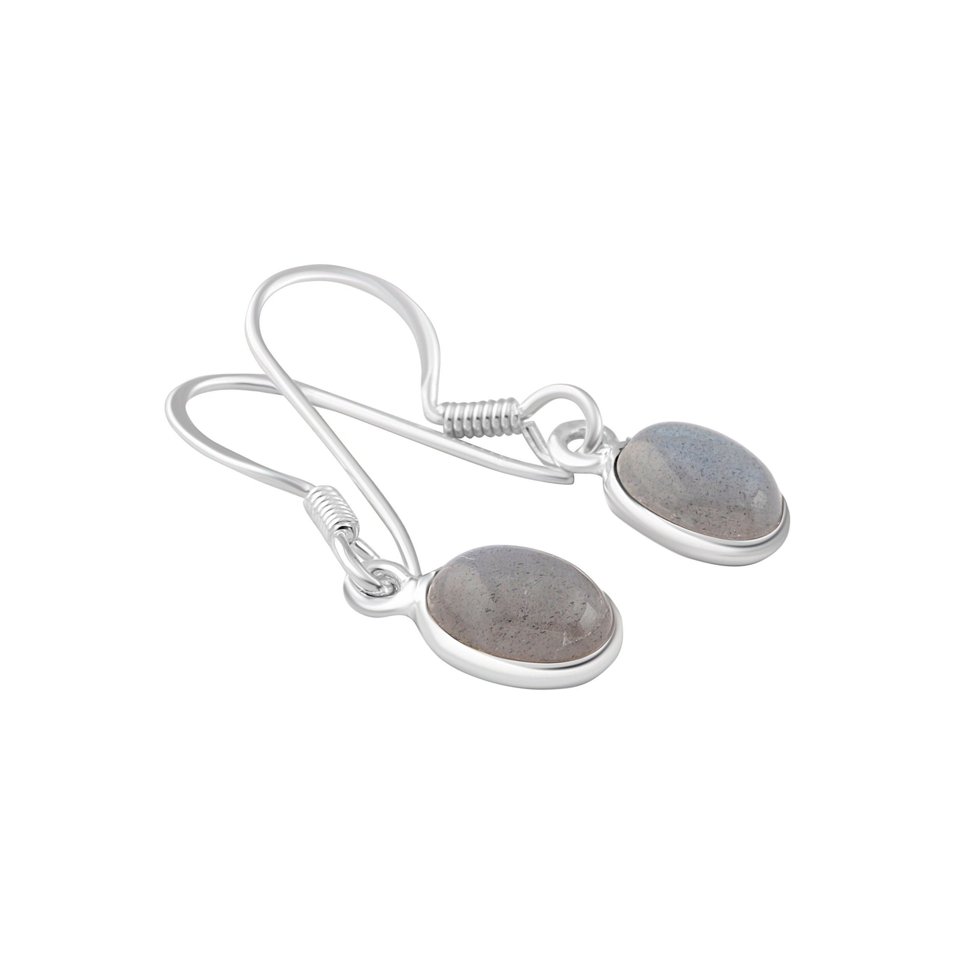 Genuine Oval LABRADORITE Gems 925 SILVER Earrings, Oval Gray Labradorite Gems Silver Earrings, Gray Silver Gems Earrings, Australia, Zorbajewellers