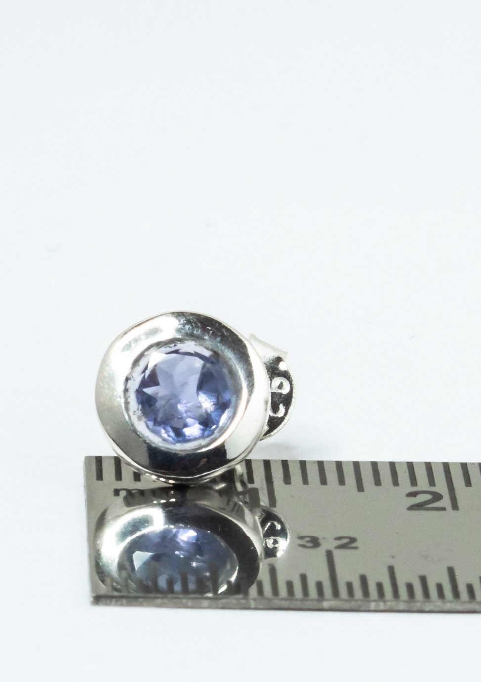 Genuine Iolite Round Cut Gems Solid 925 Sterling SILVER Round Stud Earrings, Sagittarius & Taurus Zodiac, September Birthstone, Australia, Zorbajewellers