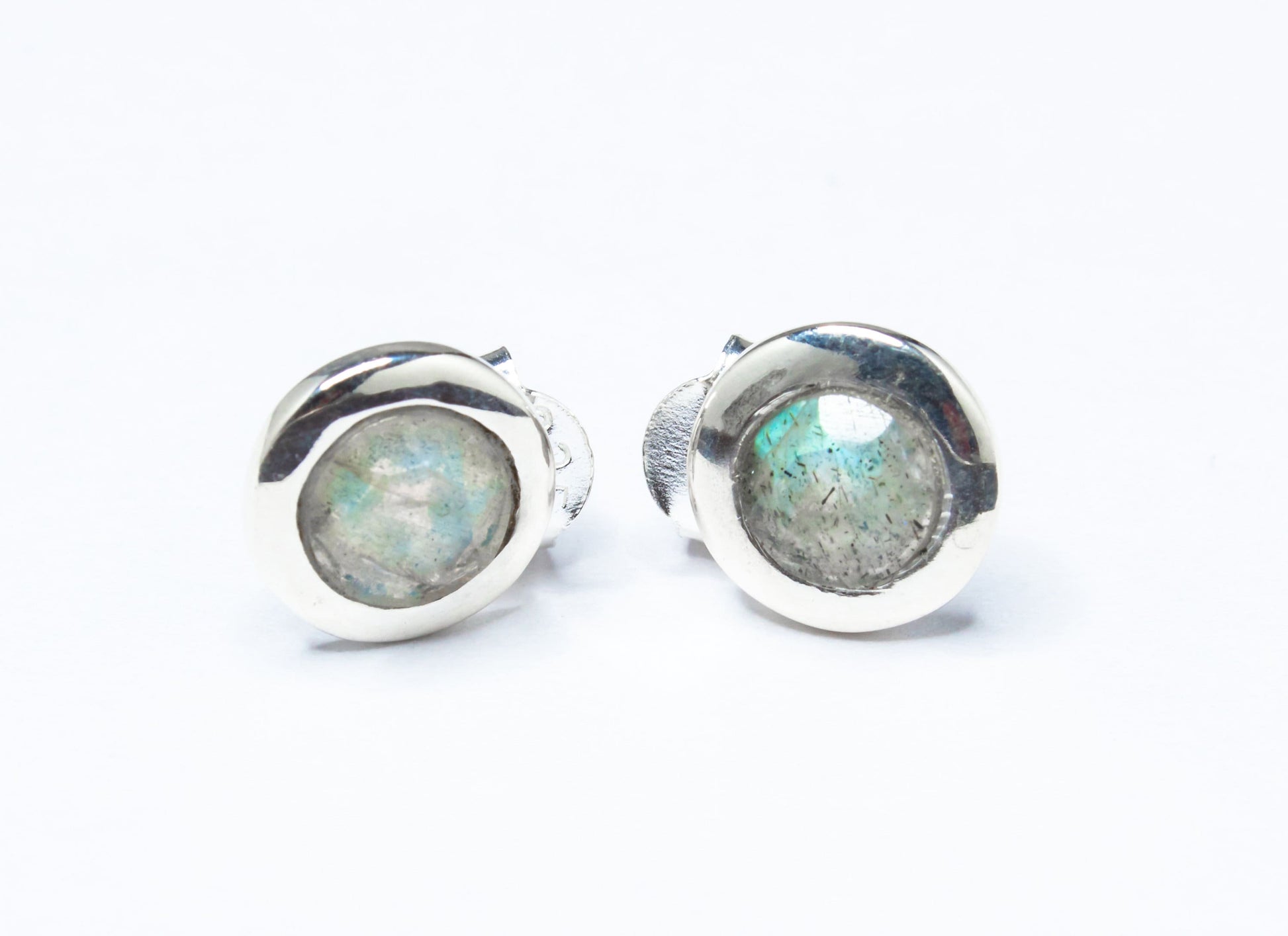 Round LABRADORITE Gemstones Minimalistic Stud Earrings, Round LABRADORITE Gemstones Solid Stud Earrings, Australia, Zorbajewellers