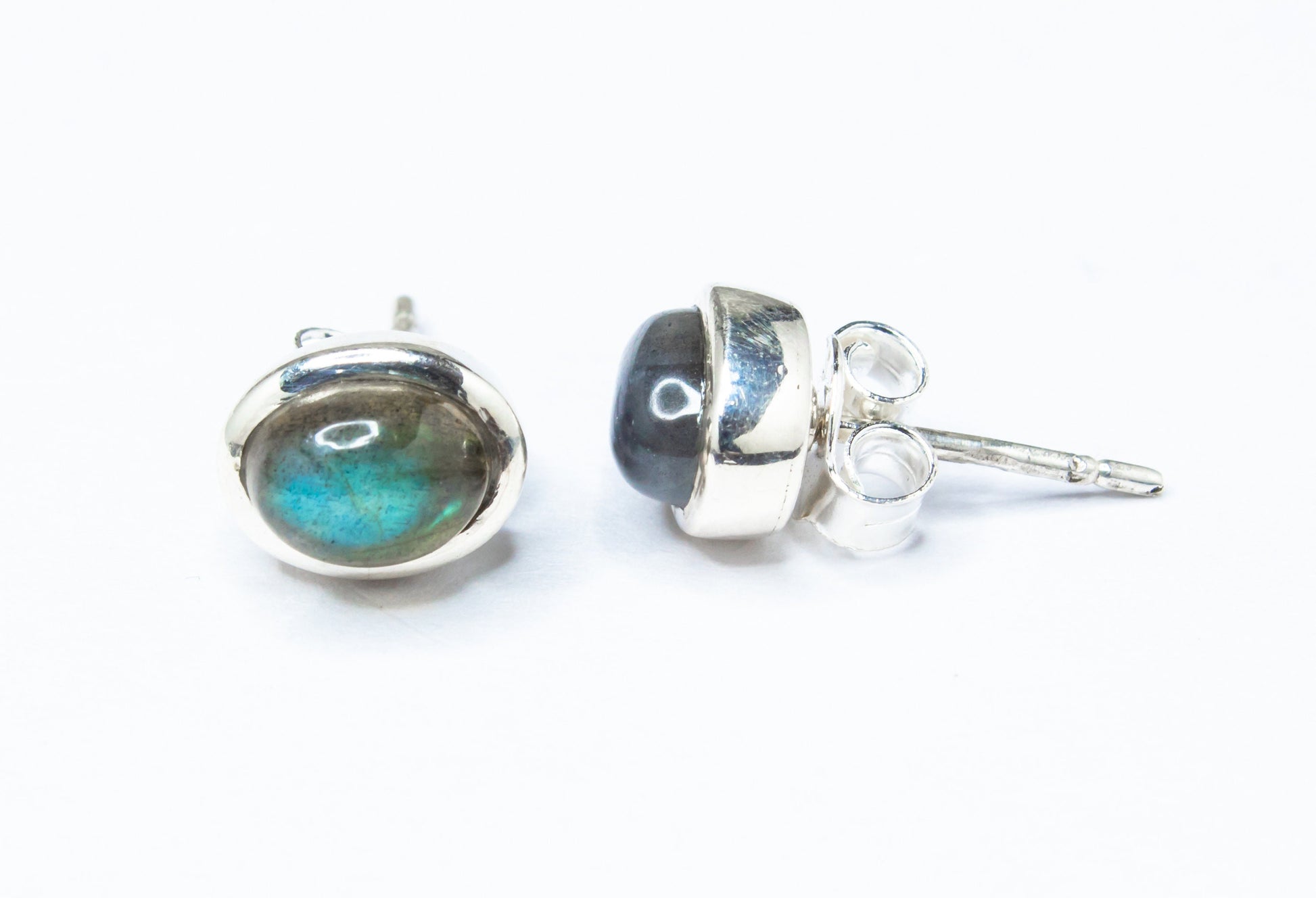 Oval Shaped LABRADORITE Gemstones Minimalist Stud Earrings, Simple LABRADORITE Gemstones Solid Stud Earrings, Australia, Zorbajewellers