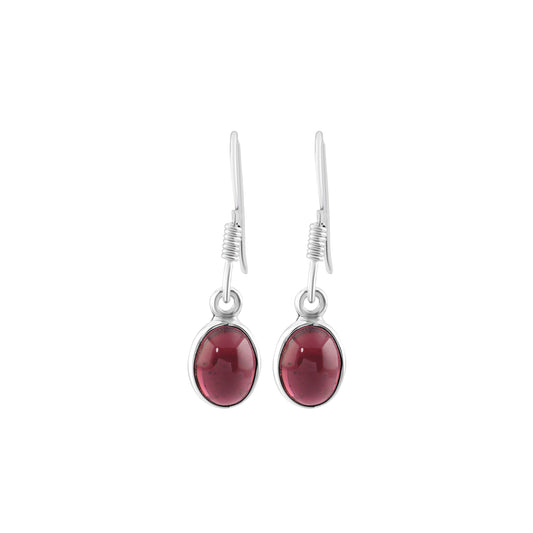 Oval Minimalist Red Garnet Earrings, Red garnet Earrings 925 Sterling Silver, Red Wine Color Gemstones, Capricorn, Australia, Zorbajewellers