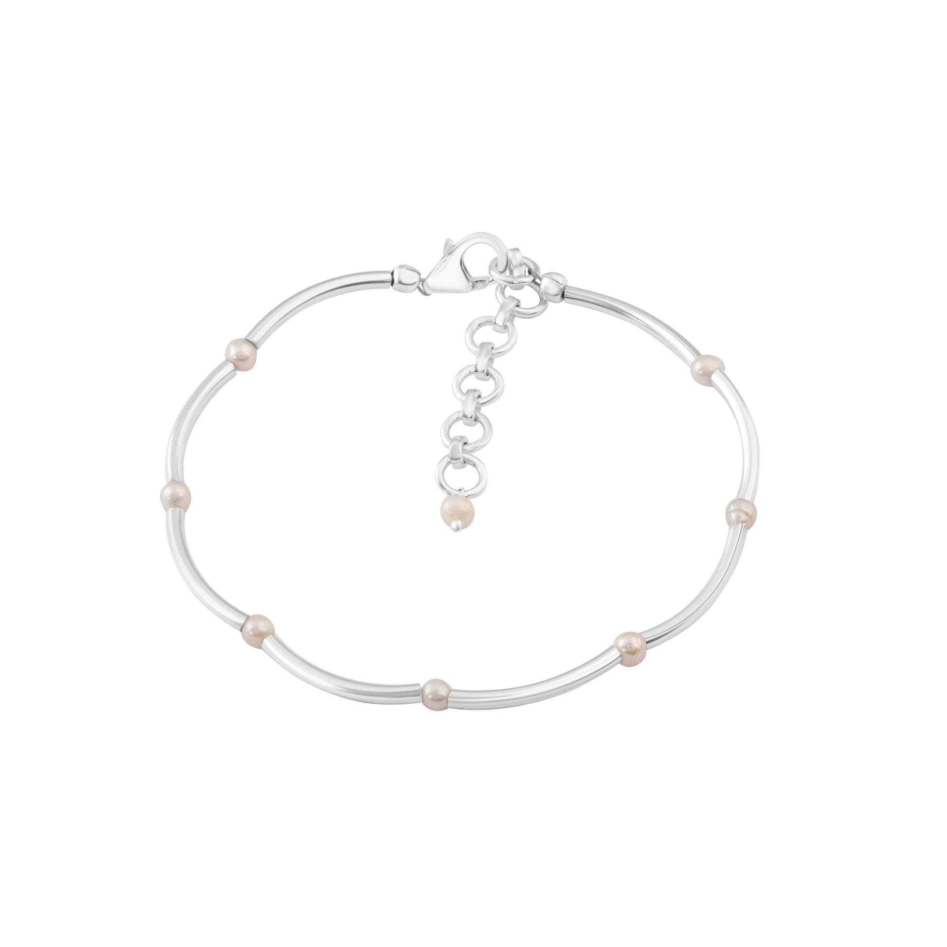 White Genuine Pearl Beautiful Gemstones 925 SILVER Tubes Bracelet Anklet, Pipes Bracelet Anklet, June Birthstone, Australia, Zorbajewellers