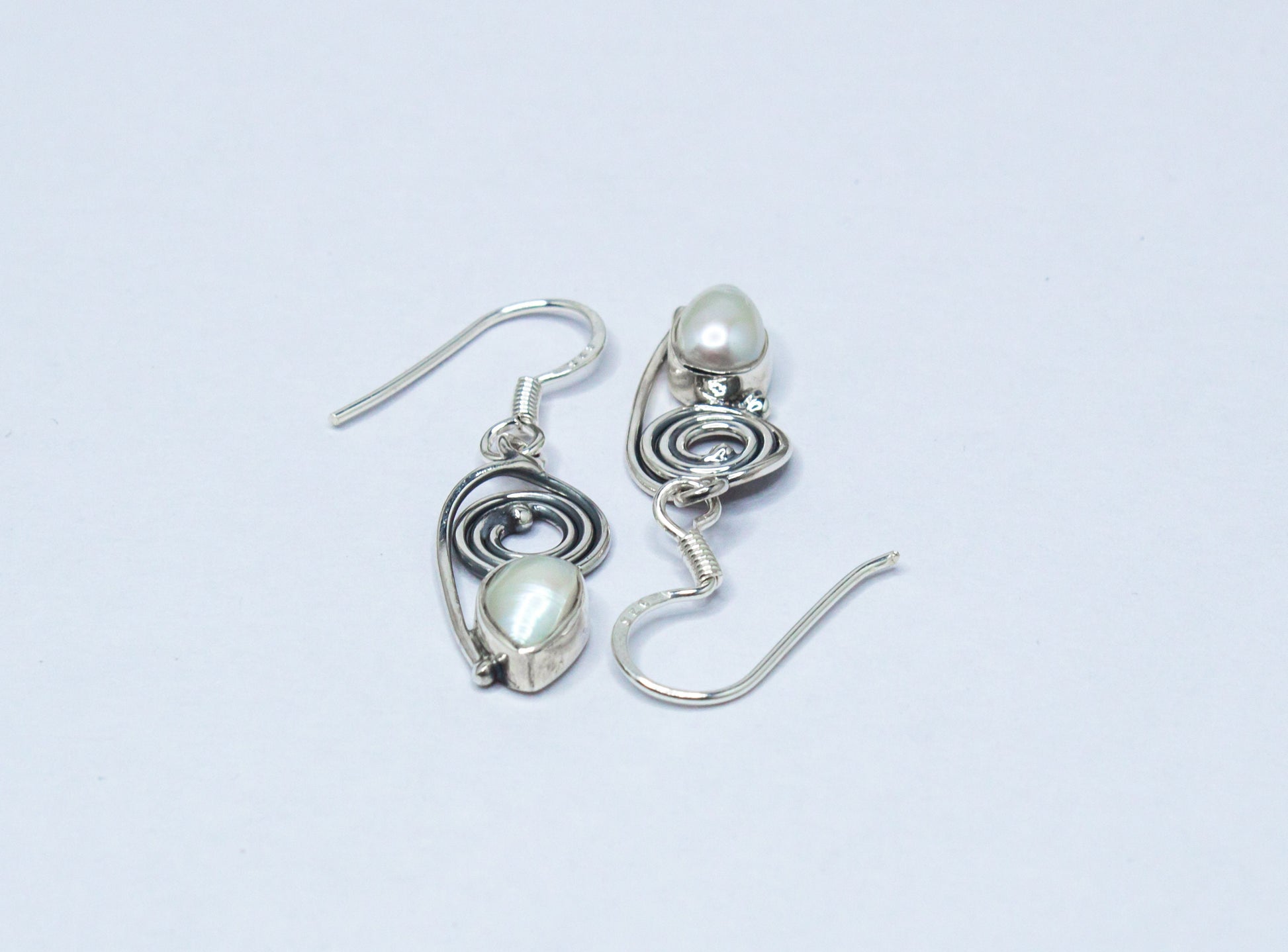 White Pearl Earrings, Boho White Pearl Earrings, 925 Sterling silver Pearl Earrings, Cultured Freshwater Pearl Earrings, Chic, Australia, Zorbajewellers