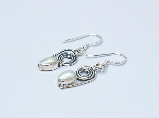 White Pearl Earrings, Boho White Pearl Earrings, 925 Sterling silver Pearl Earrings, Cultured Freshwater Pearl Earrings, Chic, Australia, Zorbajewellers