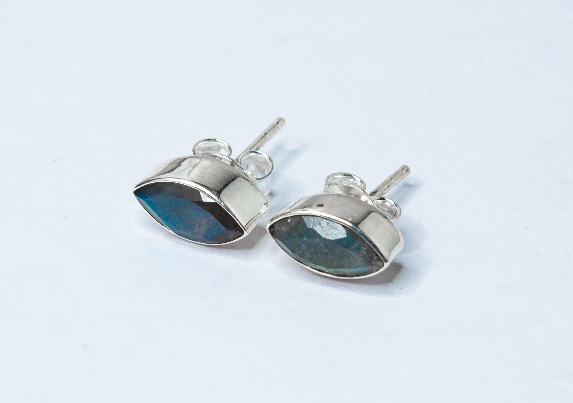 Leaf Shaped LABRADORITE Gemstones Minimalistic Stud Earrings, Simple LABRADORITE Gemstones Solid Stud Earrings, Australia, Zorbajewellers
