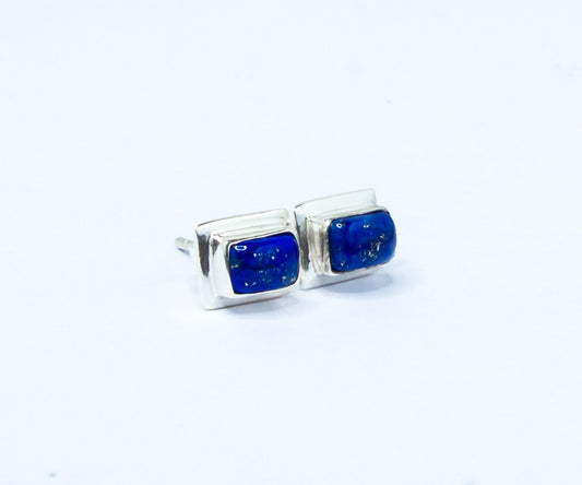 Rectangle Blue Lapis Gemstone SOLID 925 Sterling Silver Stud Earrings, Simple Blue stud earrings, Sagittarius Zodiac Birthstone, Australia, Zorbajewellers