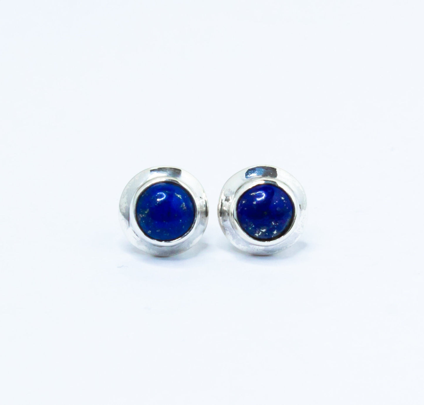Round Blue Lapis Gemstone SOLID 925 Sterling Silver Stud Earrings, Simple Blue stud earrings, Sagittarius Zodiac Birthstone, Australia, Zorbajewellers