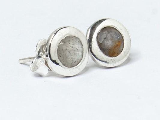 Round LABRADORITE Gemstones Minimalistic Stud Earrings, Round LABRADORITE Gemstones Solid Stud Earrings, Australia, Zorbajewellers