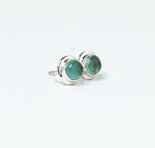 Genuine Green APATITE Gems Solid 925 Sterling Silver Minimalist Stud Earrings, Green Sterling Silver Stud, May Birthstone Gift, Australia, Zorbajewellers