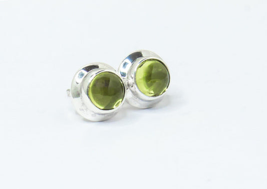 Genuine PERIDOT Gemstones Solid 925 SILVER Simple Round Shaped Stud Earrings, Olive Green Peridot Stud Earrings, Australia, Zorbajewellers