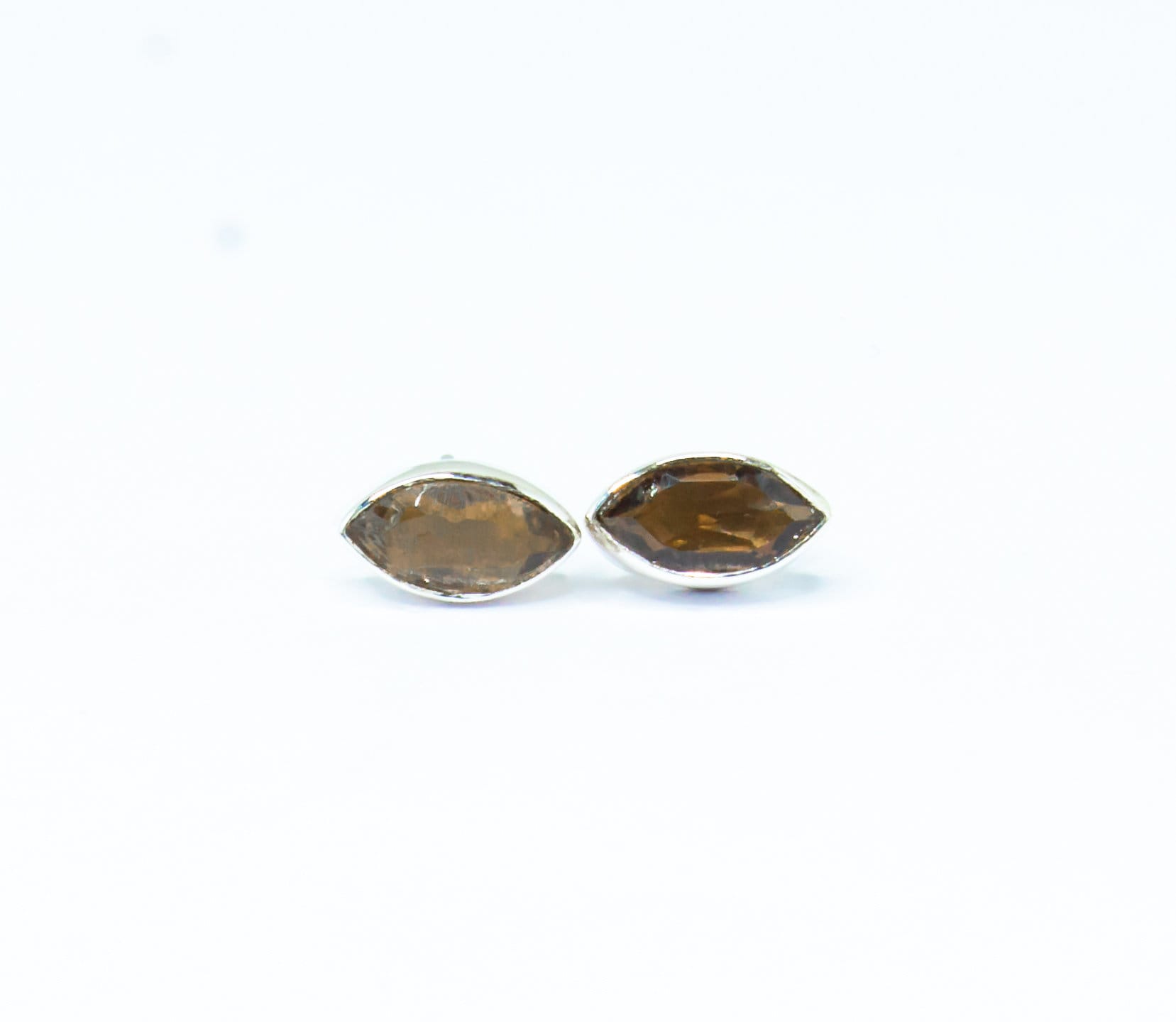 Leaf Shaped Natural Brown Smoky QUARTZ GEMS 925 SILVER Stud Earrings, Minimalist Design, Brown Gems Stud Earrings, Australia, Zorbajewellers