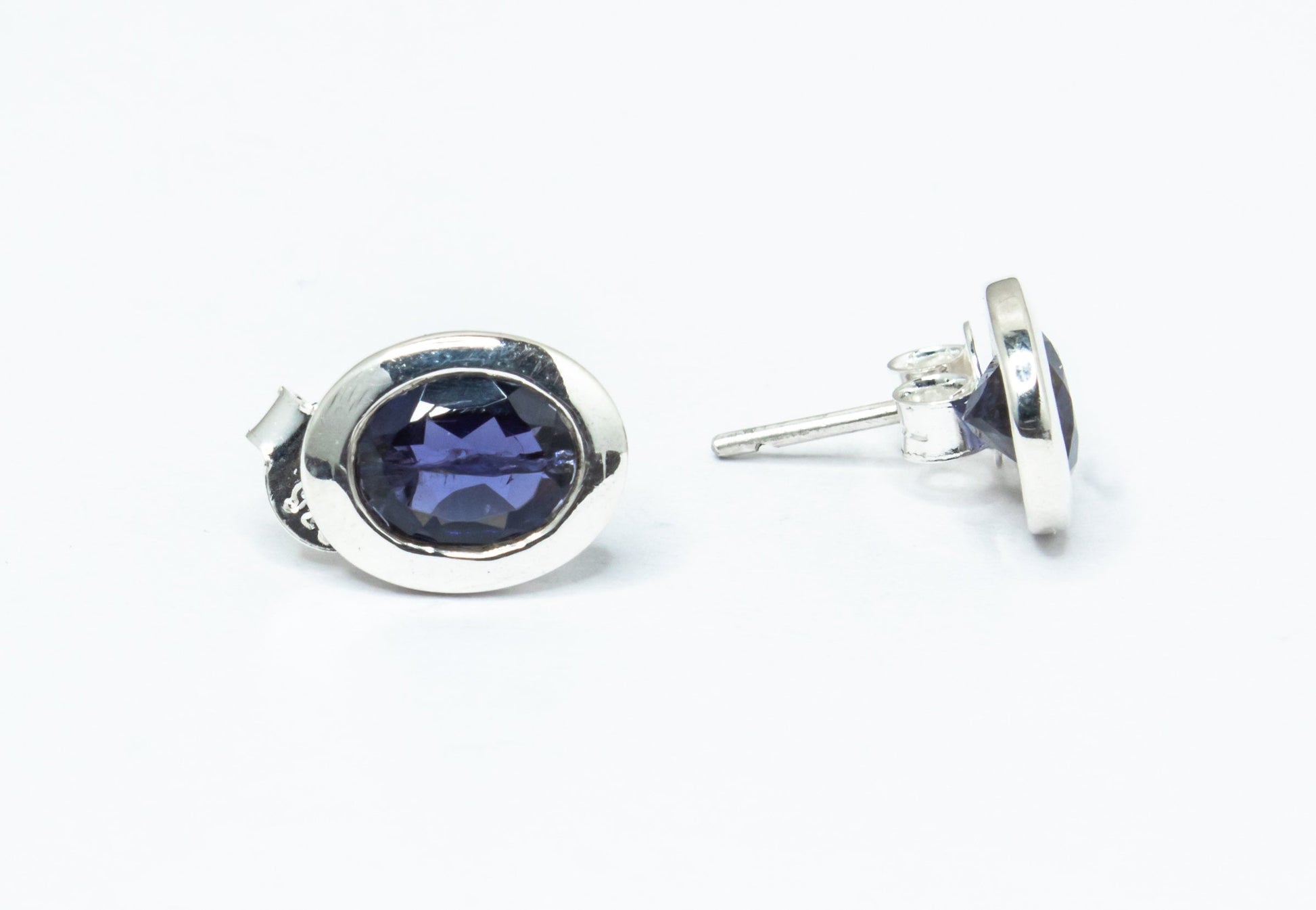 Genuine Iolite Oval Cut Gems Solid 925 Sterling SILVER Oval Stud Earrings, Sagittarius & Taurus Zodiac, September Birthstone, Australia, Zorbajewellers