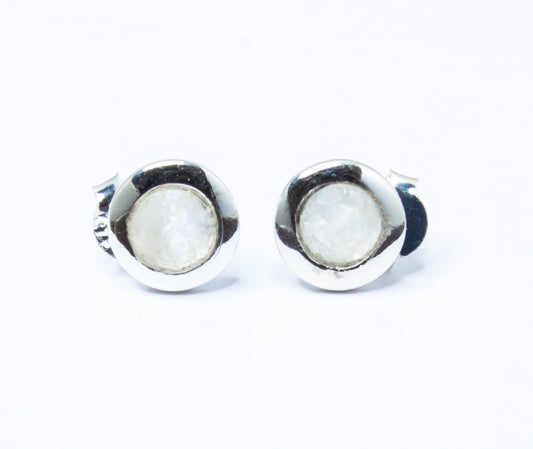 Genuine MOONSTONE Round Gems Solid 925 Silver Minimalist Stud Earrings, Simple White Studs, June Birthstone & Cancer Zodiac Gift, Australia, Zorbajewellers