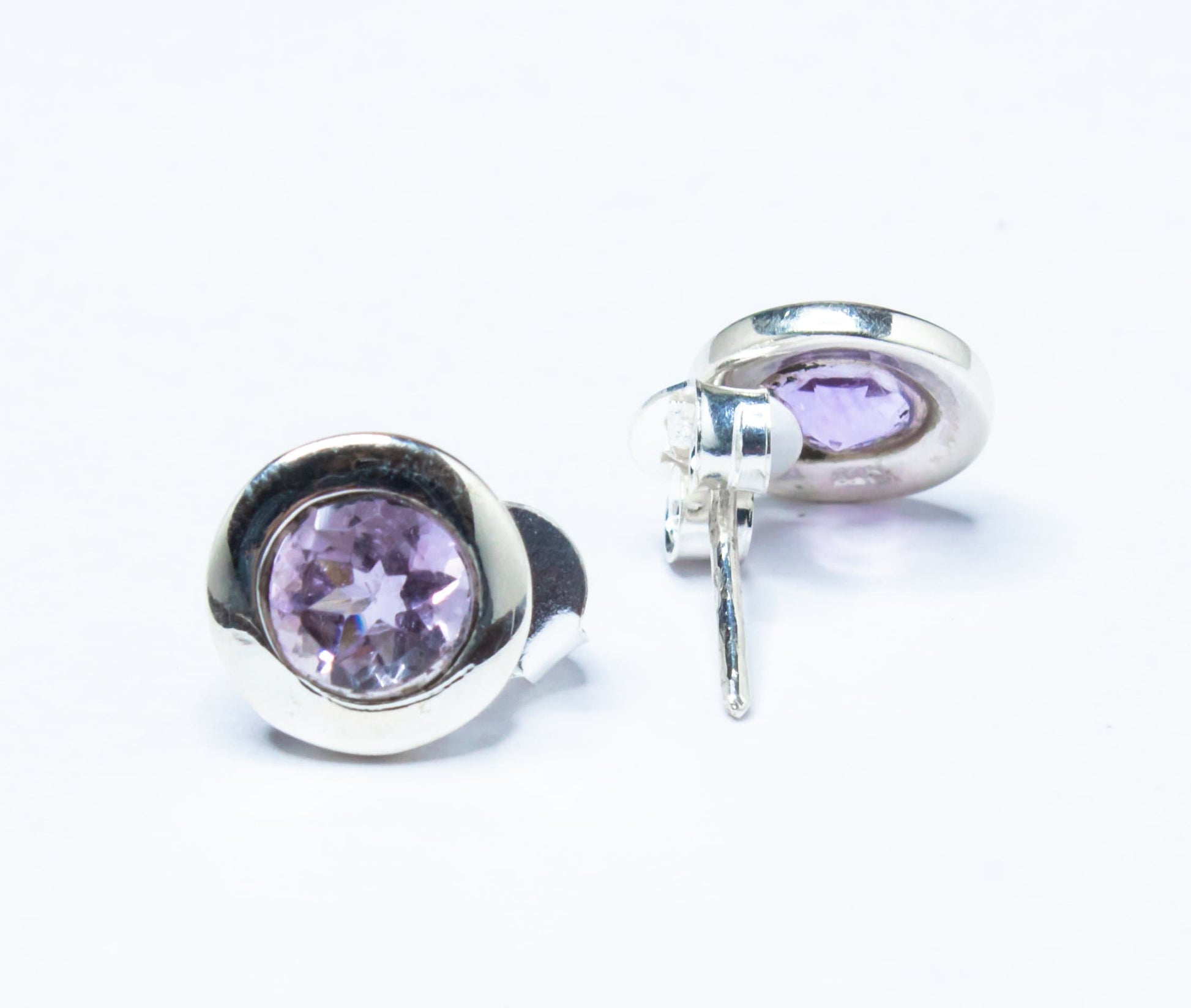 Round Genuine AMETHYST Gems 925 Silver Stud Earrings, Simple Purple Stud Earrings, Aquarius Zodiac February Birthstone, Australia, Zorbajewellers