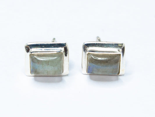 Rectangular LABRADORITE Gemstones Minimalistic Stud Earrings, Simple LABRADORITE Gemstones Solid Stud Earrings, Australia, Zorbajewellers