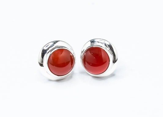 ORANGE CARNELIAN Gems Solid 925 SILVER Minimalist Stud Earrings, Orange Sterling Silver Stud, August Birthstone Virgo Zodiac Gift, Australia, Zorbajewellers