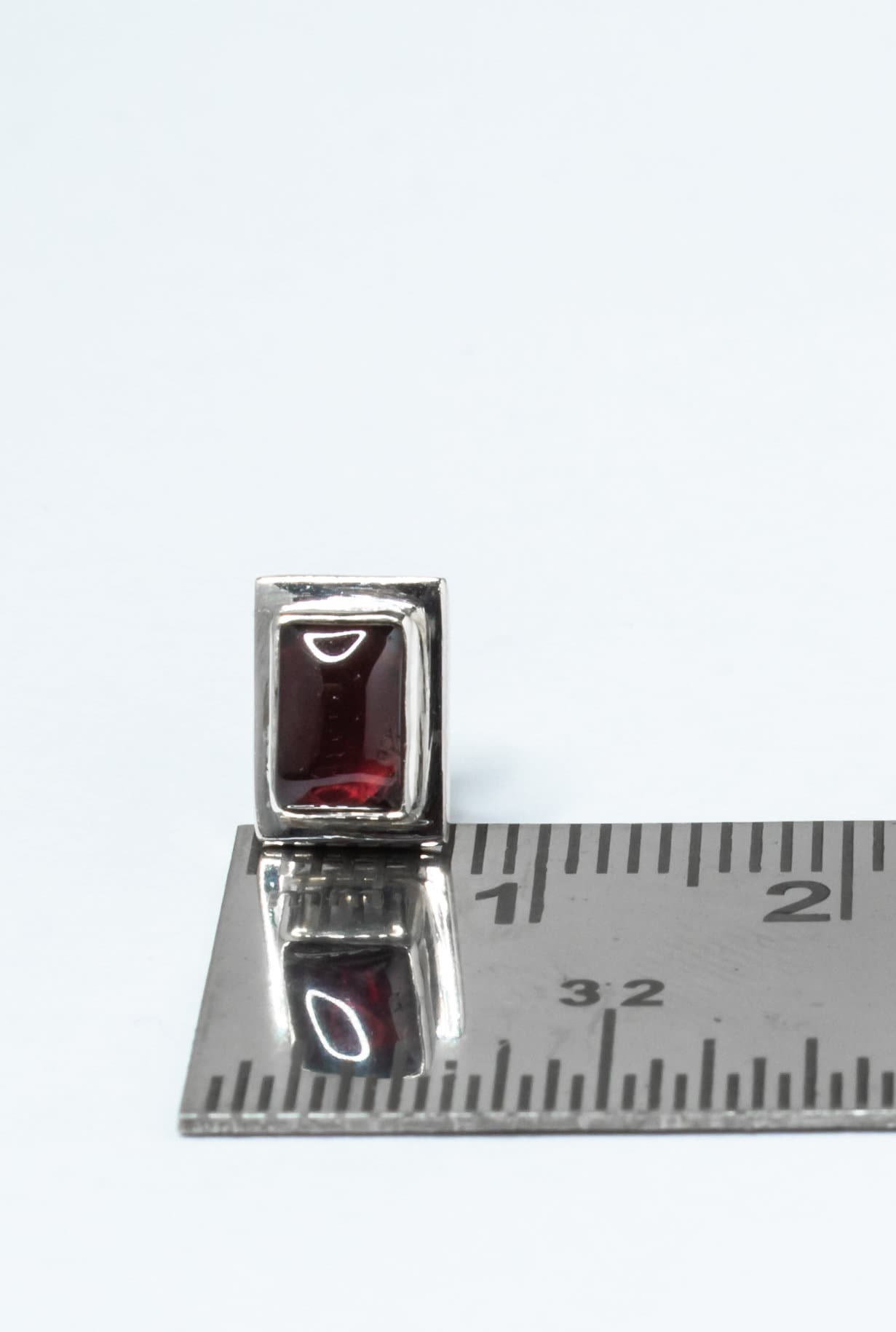 Genuine Red GARNET Gems 925 Silver Rectangle Simple Stud Earrings, Garnet Stud Earrings, Capricorn Zodiac January Birthstone, Australia, Zorbajewellers