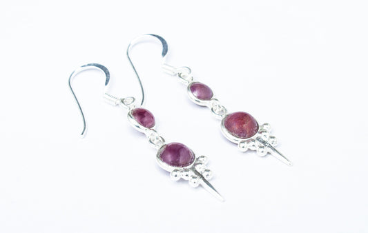 SOLID 925 Sterling SILVER RUBY Earrings, Round Ruby Gemstones Drop Silver Earrings, Cancer Zodiac July Birthstone Gift, Australia, Zorbajewellers