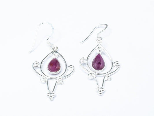SOLID 925 Sterling SILVER RUBY Earrings, Pear Shaped Ruby Gemstones Drop Silver Earrings, Cancer Zodiac July Birthstone Gift, Australia, Zorbajewellers