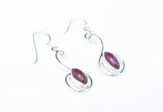 SOLID 925 Sterling SILVER RUBY Earrings, Leaf Shaped Ruby Gemstones Drop Silver Earrings, Cancer Zodiac July Birthstone Gift, Australia, Zorbajewellers