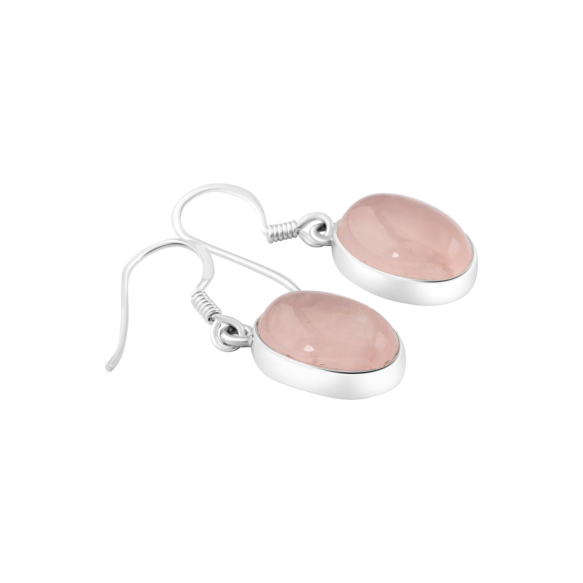 Oval Shaped Minimalist Rose Quartz 925 Silver Earrings, Simple Pink Earrings, Taurus Zodiac January Birthstone Gift, Australia, Zorbajewellers