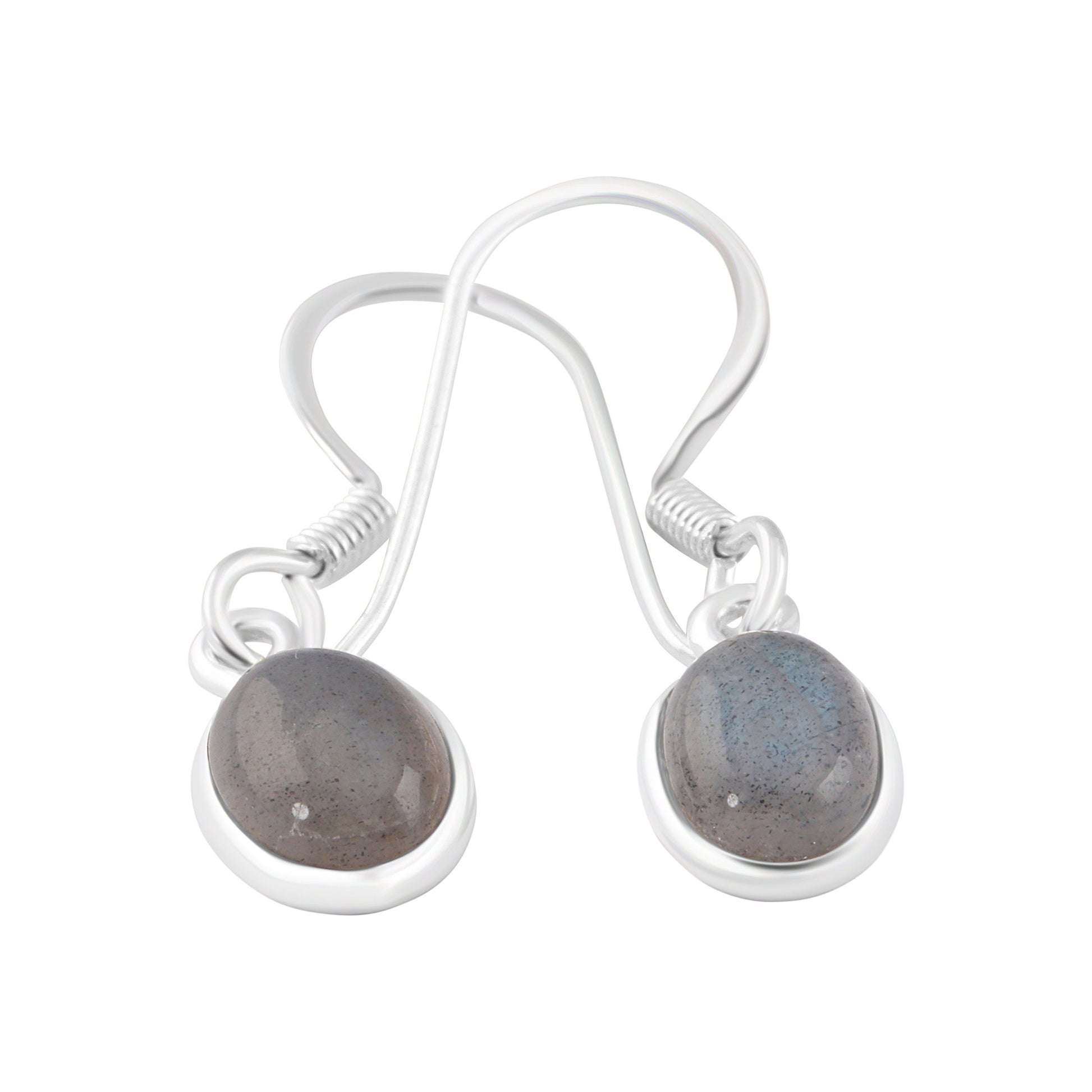 Genuine Oval LABRADORITE Gems 925 SILVER Earrings, Oval Gray Labradorite Gems Silver Earrings, Gray Silver Gems Earrings, Australia, Zorbajewellers
