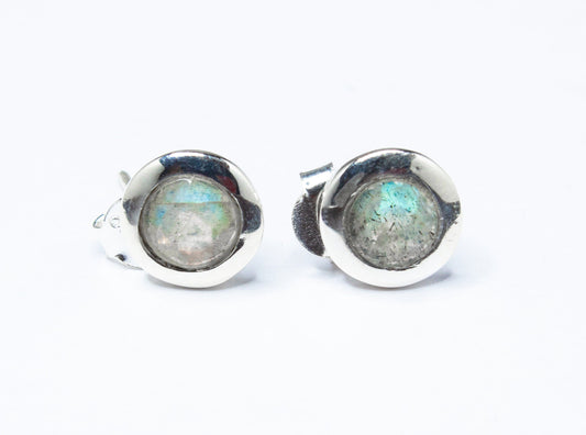 Round LABRADORITE Gemstones Minimalistic Stud Earrings, Round LABRADORITE Gemstones Solid Stud Earrings, Australia, Zorbajewellers
