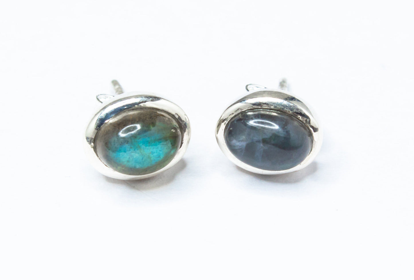 Oval Shaped LABRADORITE Gemstones Minimalist Stud Earrings, Simple LABRADORITE Gemstones Solid Stud Earrings, Australia, Zorbajewellers