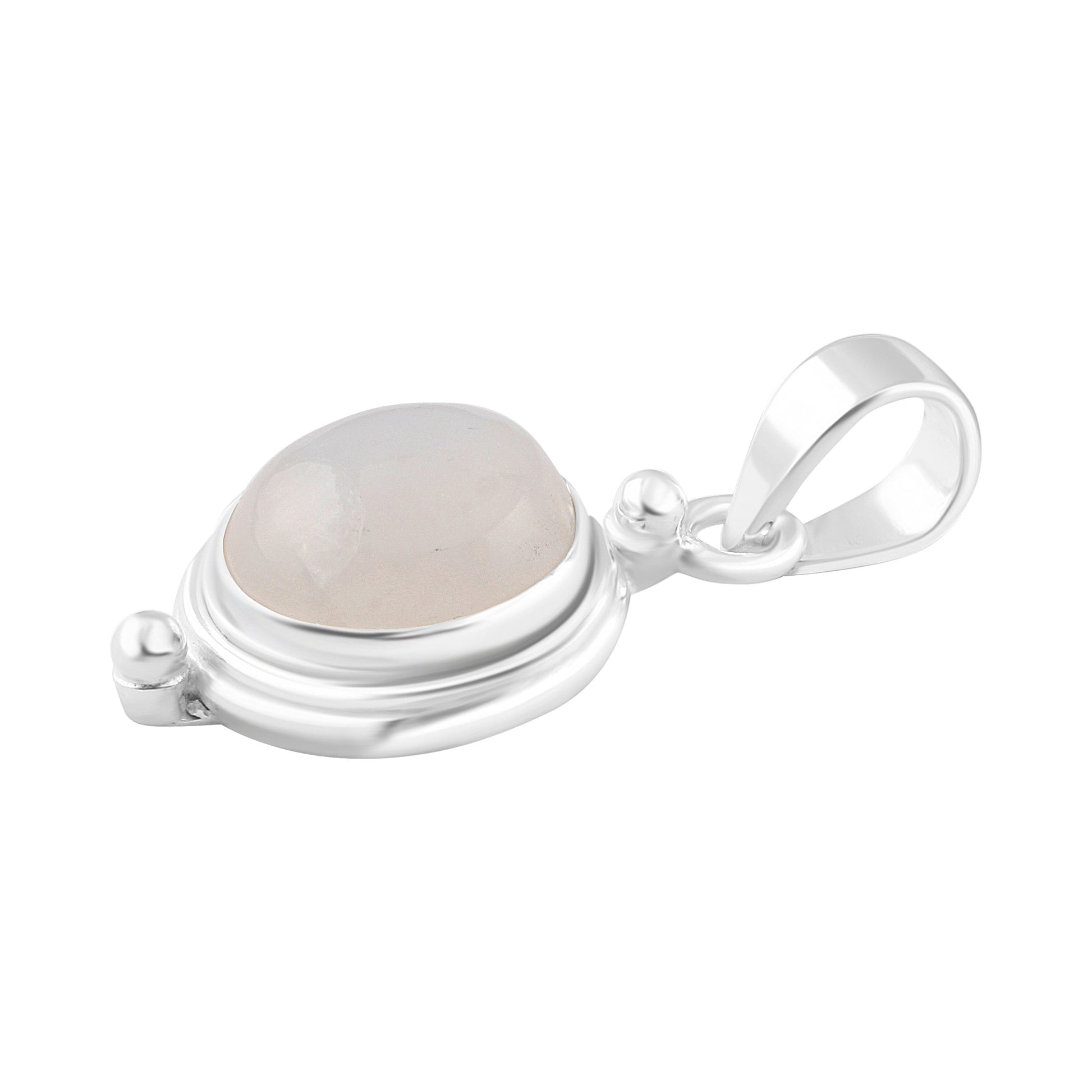 White Moonstone Gemstone Oval Shaped Solid Sterling Silver Minimalist Necklace Pendant, Cancer Zodiac Birthstone, Australia, Zorbajewellers
