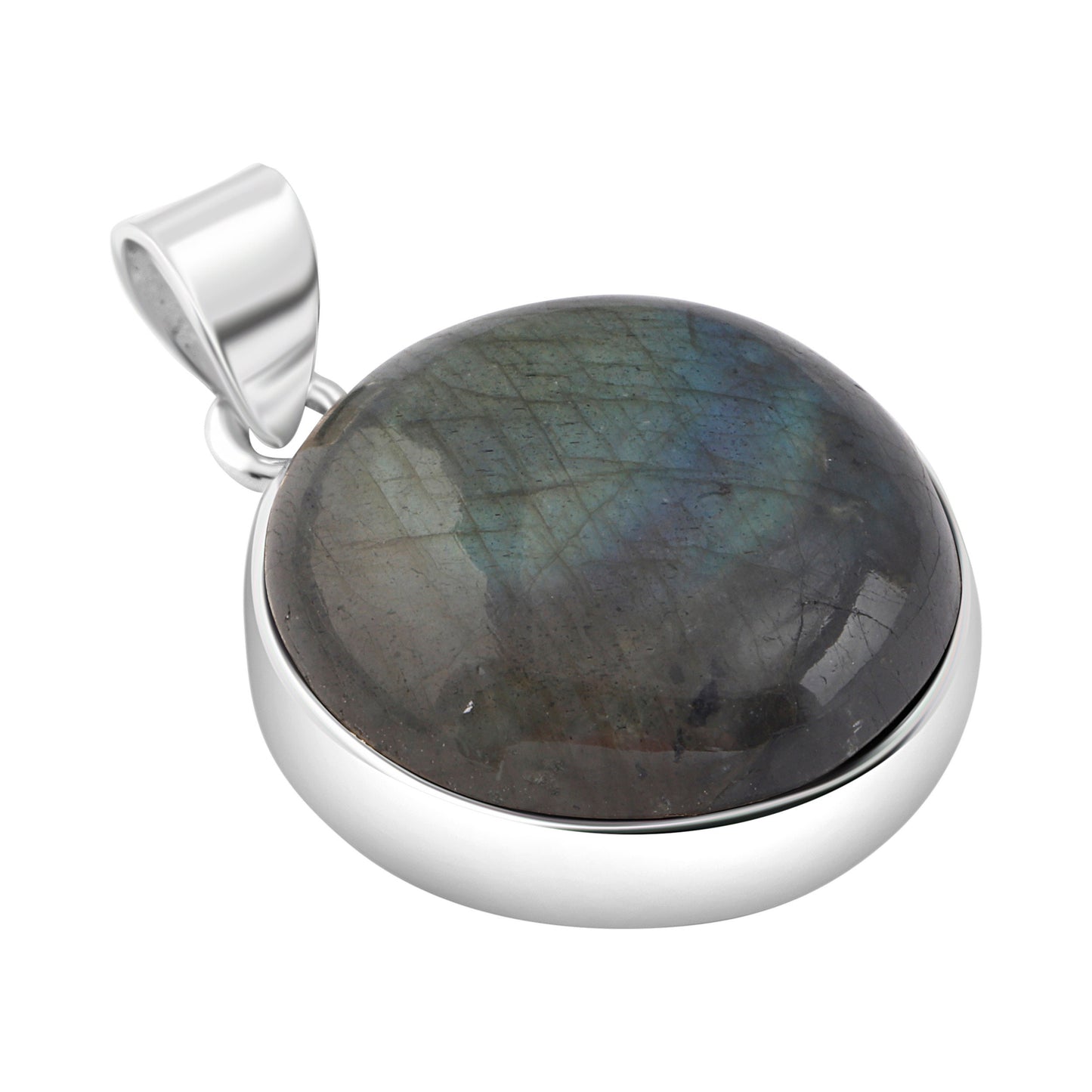 BIG Round Labradorite Gemstone Solid 925 Sterling Silver Pendant, Gemini, Cancer Zodiac Gift,  Australia, Zorbajewellers