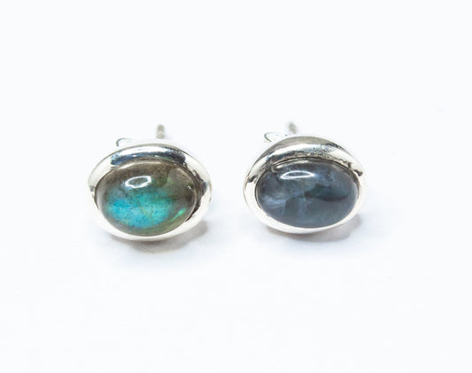 Oval Shaped LABRADORITE Gemstones Minimalist Stud Earrings, Simple LABRADORITE Gemstones Solid Stud Earrings, Australia, Zorbajewellers