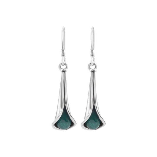 Green Malachite Textured Gems 925 Silver Long Drop Earrings, Beautiful Green Round gems Earrings, Taurus Zodiac May birthstone, Australia, Zorbajewellers