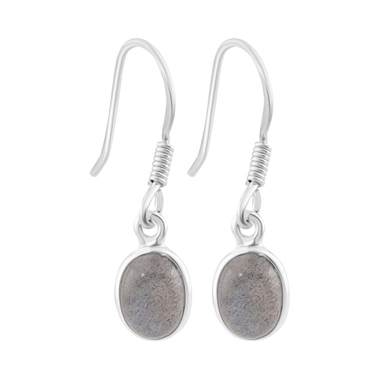 Genuine Oval LABRADORITE Gems 925 SILVER Earrings, Oval Gray Labradorite Gems Silver Earrings, Gray Silver Gems Earrings, Australia, Zorbajewellers