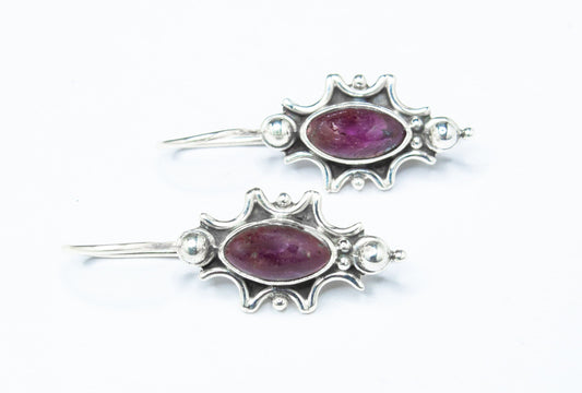 RUBY 925 Sterling Silver Oval Shaped Latch-back Earrings, Red Maroon Ruby 925 Silver Earrings, Cancer Zodiac July birthstone, Australia, Zorbajewellers
